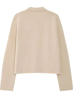 Gilet beige uni avec une coupe droite et des manches longues
