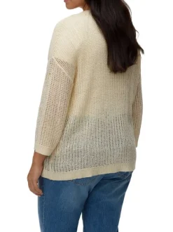 Gilet beige uni pourvu de manches longues et d'une coupe droite