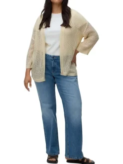 Gilet beige uni pourvu de manches longues et d'une coupe droite
