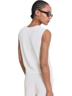 Gilet blanc uni avec une coupe droite à col v et sans manches