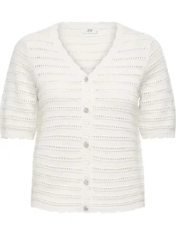 Gilet blanc uni avec une coupe droite et un col V avec des boutons