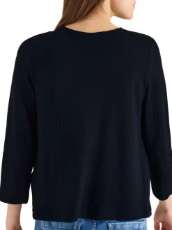 Gilet bleu marine uni avec une coupe droite et des manches 3/4