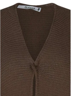 Gilet brun uni pourvu de manches courtes et d'une coupe droite