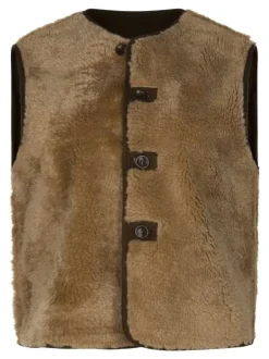 Gilet chocolat uni avec une coupe ajustée et une fermeture boutonnée
