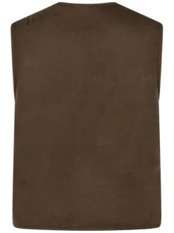 Gilet chocolat uni avec une coupe ajustée et une fermeture boutonnée