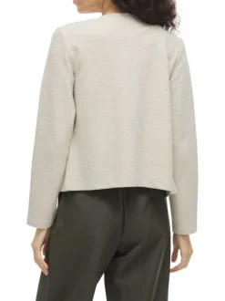 Gilet court écru uni en coton biologique mélangé avec une coupe droite