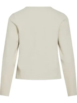 Gilet court écru uni en coton biologique mélangé avec une coupe droite