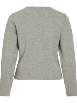 Gilet court gris clair uni en coton biologique mélangé avec une coupe droite