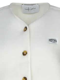 Gilet écru uni en maille sherpa sans manches et coupe ajustée