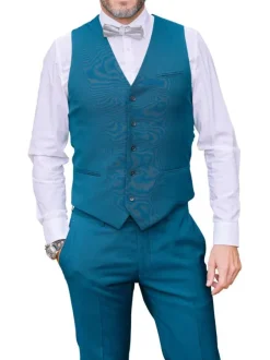 Gilet de costume canard uni en laine à fermeture boutonnée et coupe ajustée