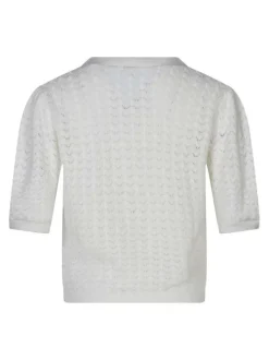 Gilet en coton blanc uni avec une coupe droite et un col en V