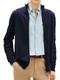 Gilet en coton marine pourvu d'une coupe ajustée et d'un col montant