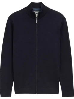 Gilet en coton marine uni avec un col montant et des manches longues