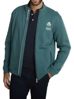 Gilet en coton mélangé uni à coupe ajustée pourvu d'un col montant