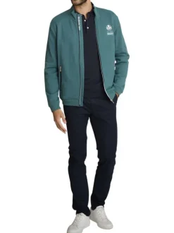Gilet en coton mélangé uni à coupe ajustée pourvu d'un col montant