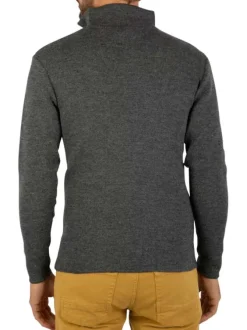 Gilet en laine gris uni coupe droite avec un col montant zippé