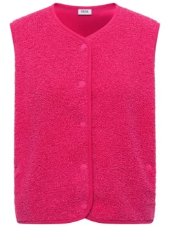 Gilet fuchsia uni sans manche pourvu d'un col rond et d'une coupe droite
