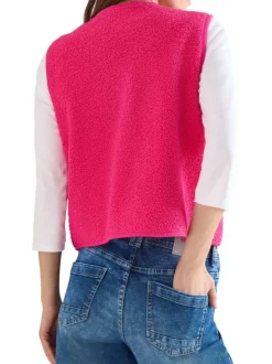 Gilet fuchsia uni sans manche pourvu d'un col rond et d'une coupe droite