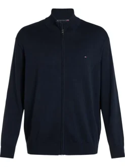 Gilet Grande Taille en better coton initiative marine uni droit à col camionneur