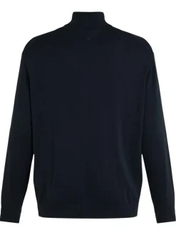 Gilet Grande Taille en better coton initiative marine uni droit à col camionneur