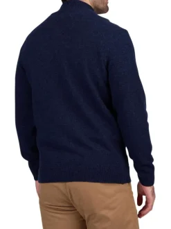 Gilet indigo uni avec une coupe droite à col montant et des poches