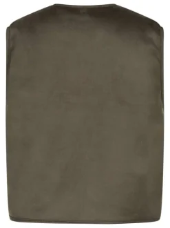 Gilet kaki uni avec une coupe ajustée et une fermeture boutonnée