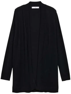 Gilet à manches longues de couleur noire unie avec une coupe droite