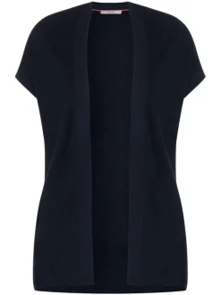 Gilet marine en maille jersey à coupe droite et à manches courtes