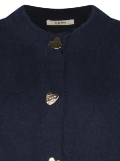 Gilet marine uni avec une coupe ajustée avec un col rond bord côte