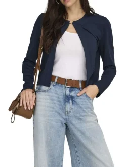 Gilet marine uni avec une coupe droite et des manches longues