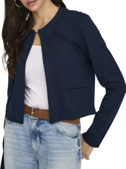 Gilet marine uni avec une coupe droite et des manches longues