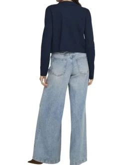 Gilet marine uni avec une coupe droite et des manches longues