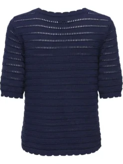 Gilet marine uni avec une coupe droite et un col V avec des boutons