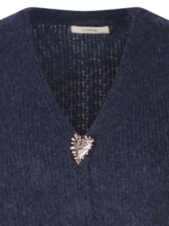 Gilet marine uni col en v sans manches avec des boutons dorés