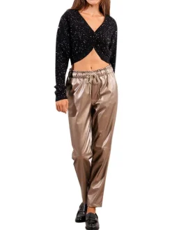 Gilet noir en maille fine avec une coupe ajustée et des paillettes