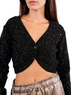 Gilet noir en maille fine avec une coupe ajustée et des paillettes