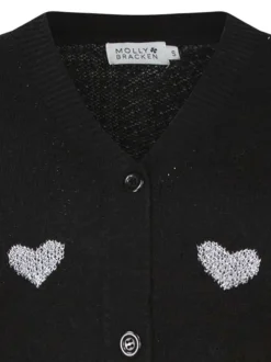Gilet noir en maille tricotée avec une coupe droite et un col v