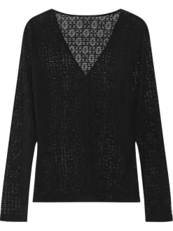 Gilet noir à motif géométrique avec une coupe droite et un col v