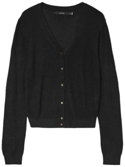 Gilet noir uni avec un col v profond et boutonnière dorée