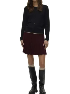 Gilet noir uni avec une coupe droite à col rond et des manches longues