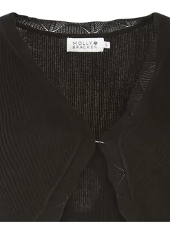 Gilet noir uni avec une coupe droite et col v à manches longues
