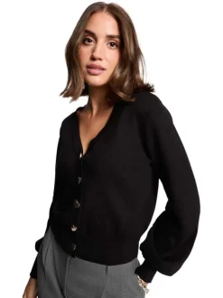 Gilet noir uni avec une coupe droite et des manches longues