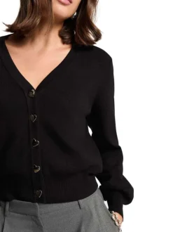 Gilet noir uni avec une coupe droite et des manches longues