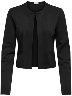 Gilet noir uni avec une coupe droite et des manches longues