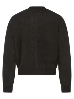 Gilet noir uni coupe cropped avec un col montant et des manches longues