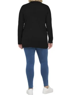Gilet noir uni pourvu de manches longues et de poches à l'avant