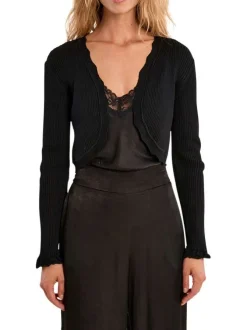 Gilet noir uni pourvu d'une coupe ajustée et d'une taille courte