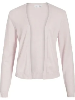 Gilet rose uni court avec une coupe droite et des manches longues