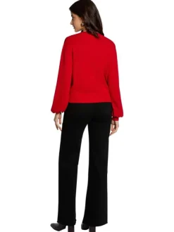 Gilet rouge uni avec une coupe droite et des manches longues