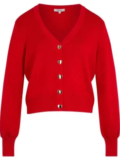 Gilet rouge uni avec une coupe droite et des manches longues